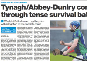 Tynagh Abbey Duniry v Ballinderreen - SHC relegation final full commentary