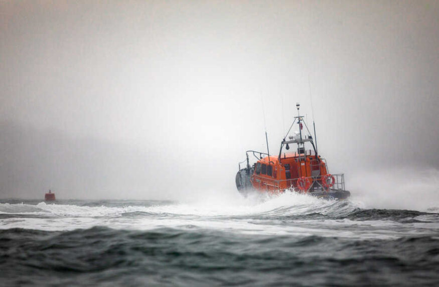 New all weather Lifeboat which is designed to deal with marine emergencies up to 50 miles out from the coast is launched in Clifden.