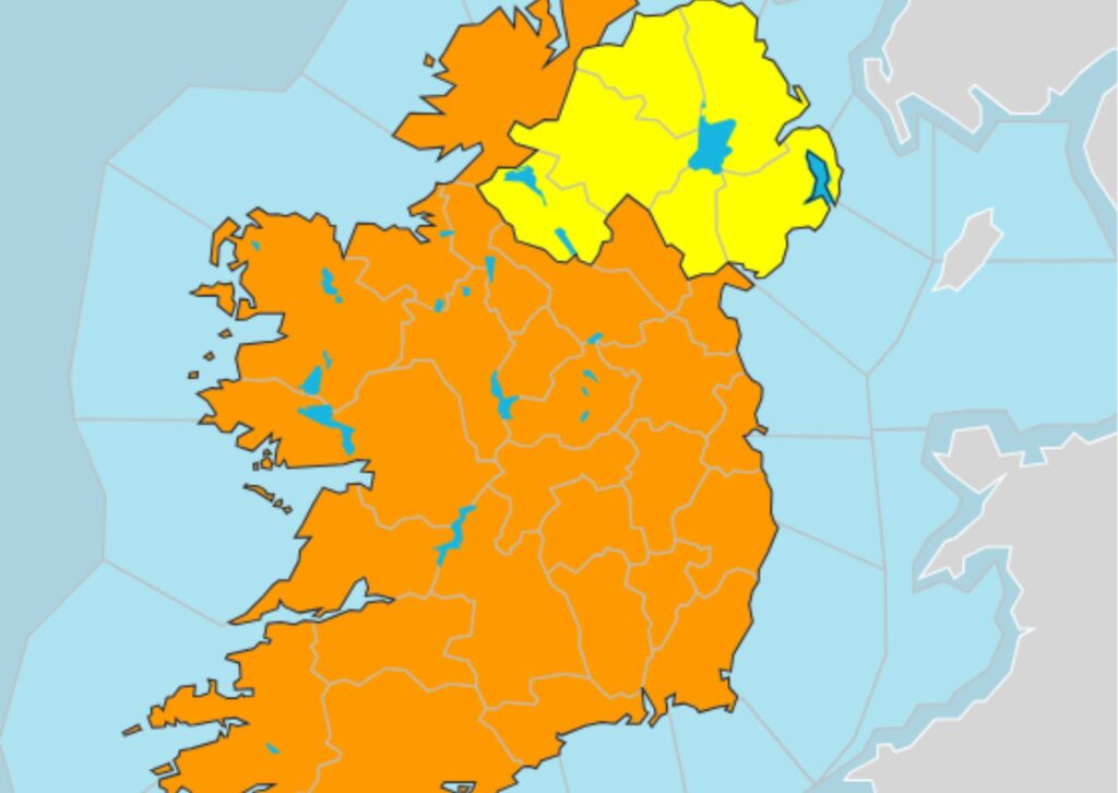 Status orange rain and thunderstorm warning for Galway & entire country