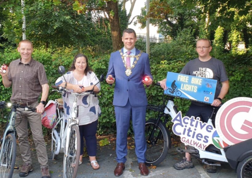 100 local cyclists turn out for Galway Cycling Campaign’s free bike lights initiative